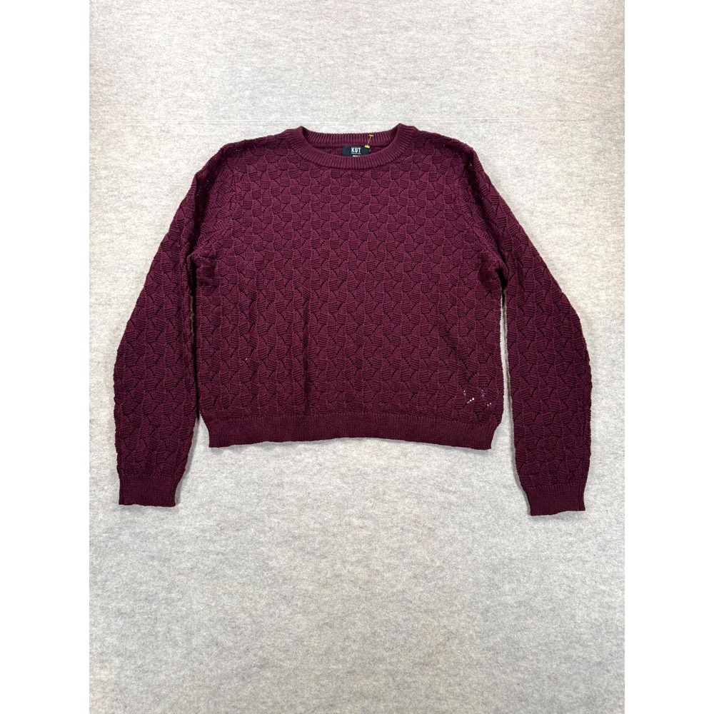 KUT From The Kloth Cosmo Sweater Womens XL Bordeaux Red Open Knit Pullover